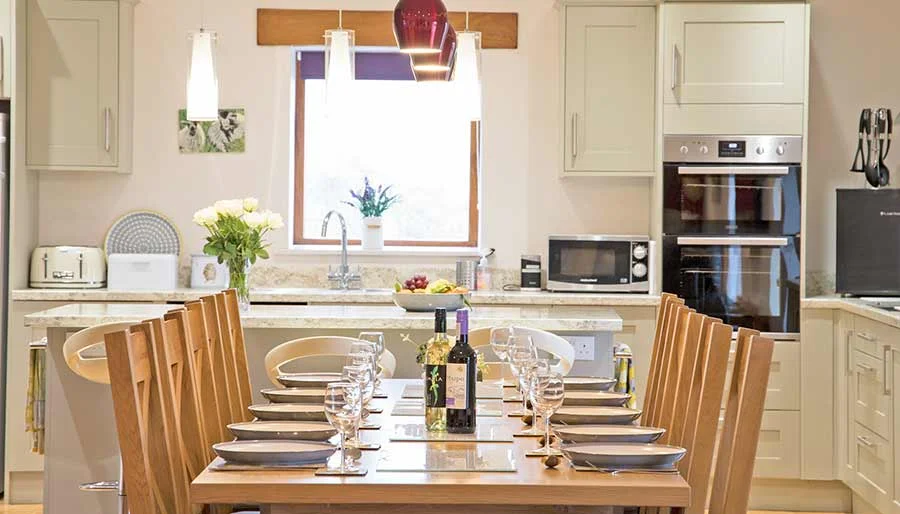 The dining table at Morridge View, set for ten